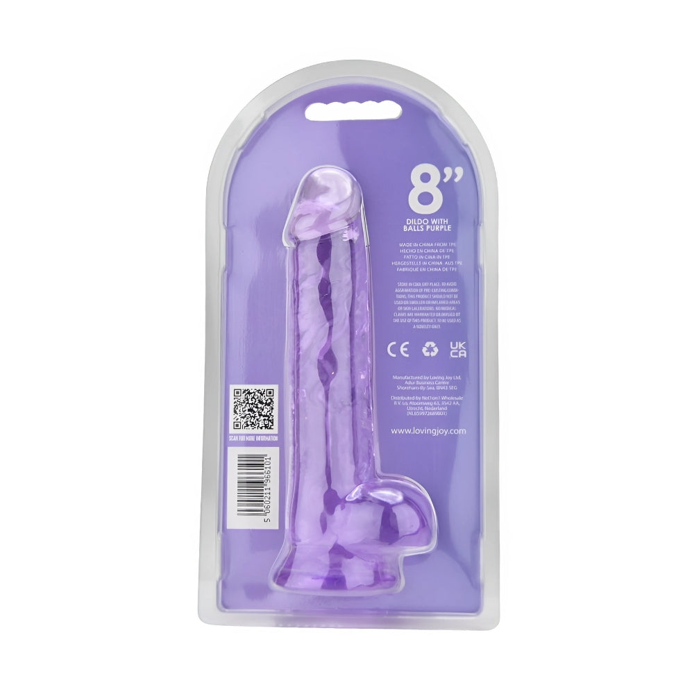 Loving Joy 8 Inch Dildo with Balls Purple