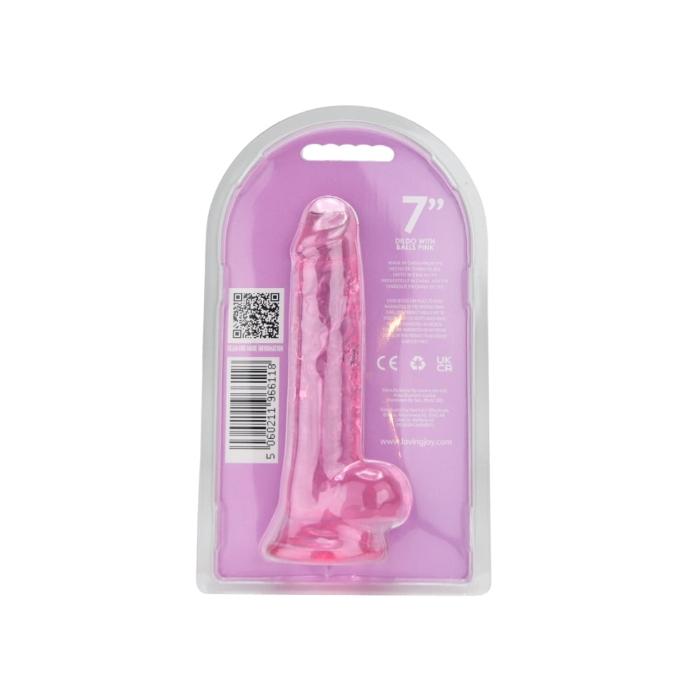Loving Joy 7 Inch Dildo with Balls Pink