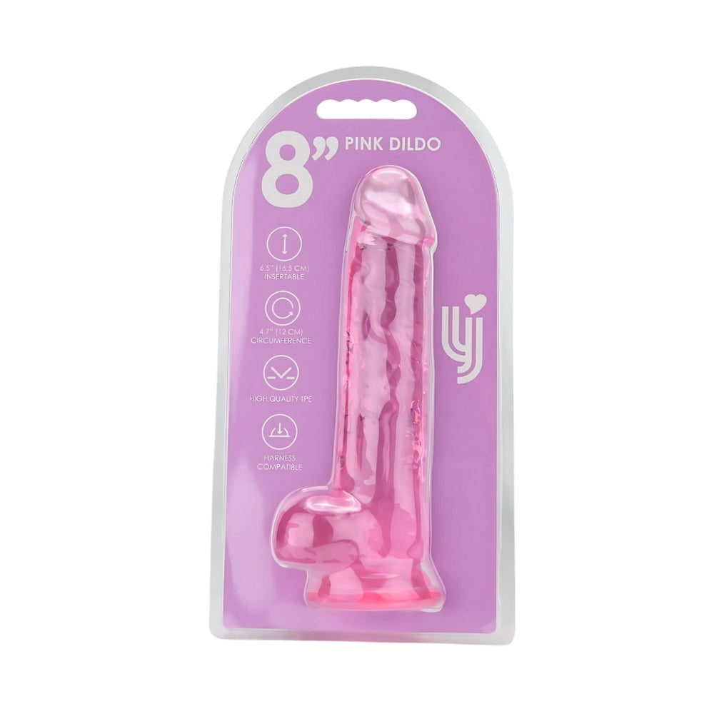 Loving Joy 8 Inch Dildo with Balls Pink