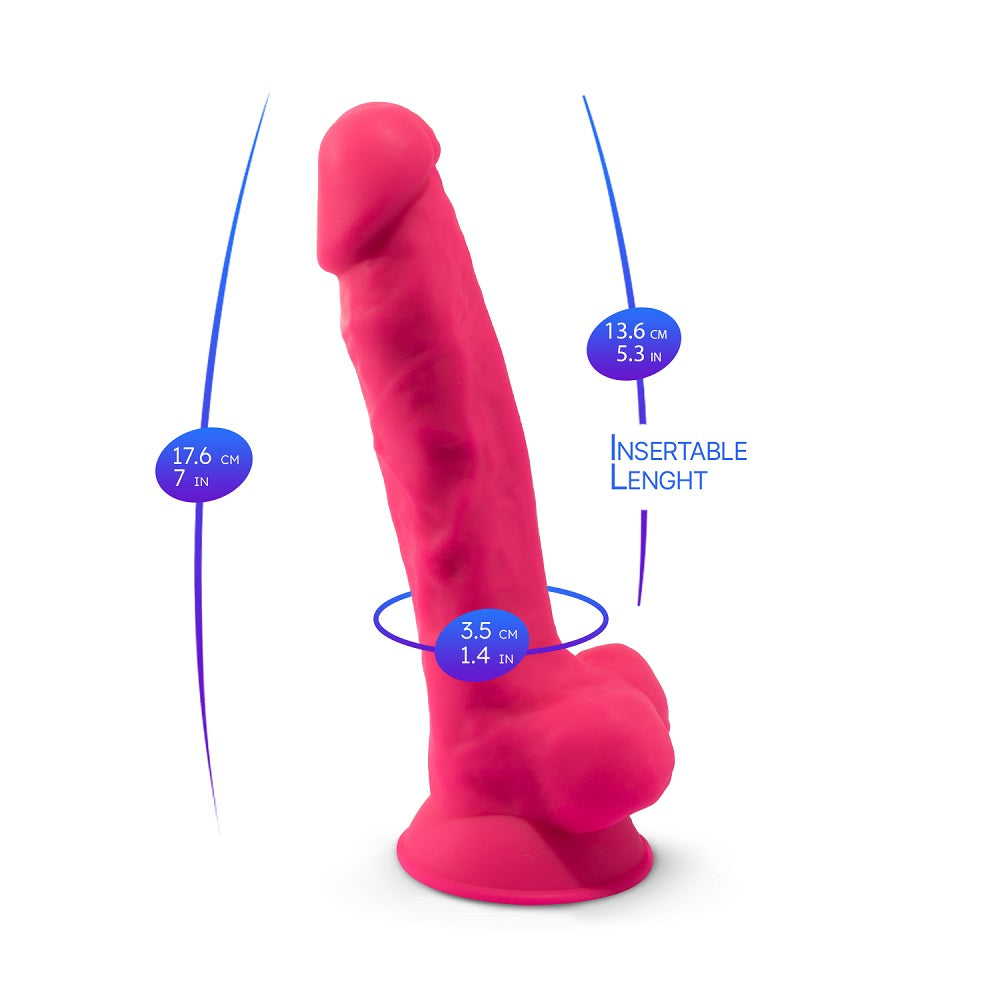 SilexD 7 inch Realistic Silicone Dual Density Dildo with Suction Cup and Balls Pink