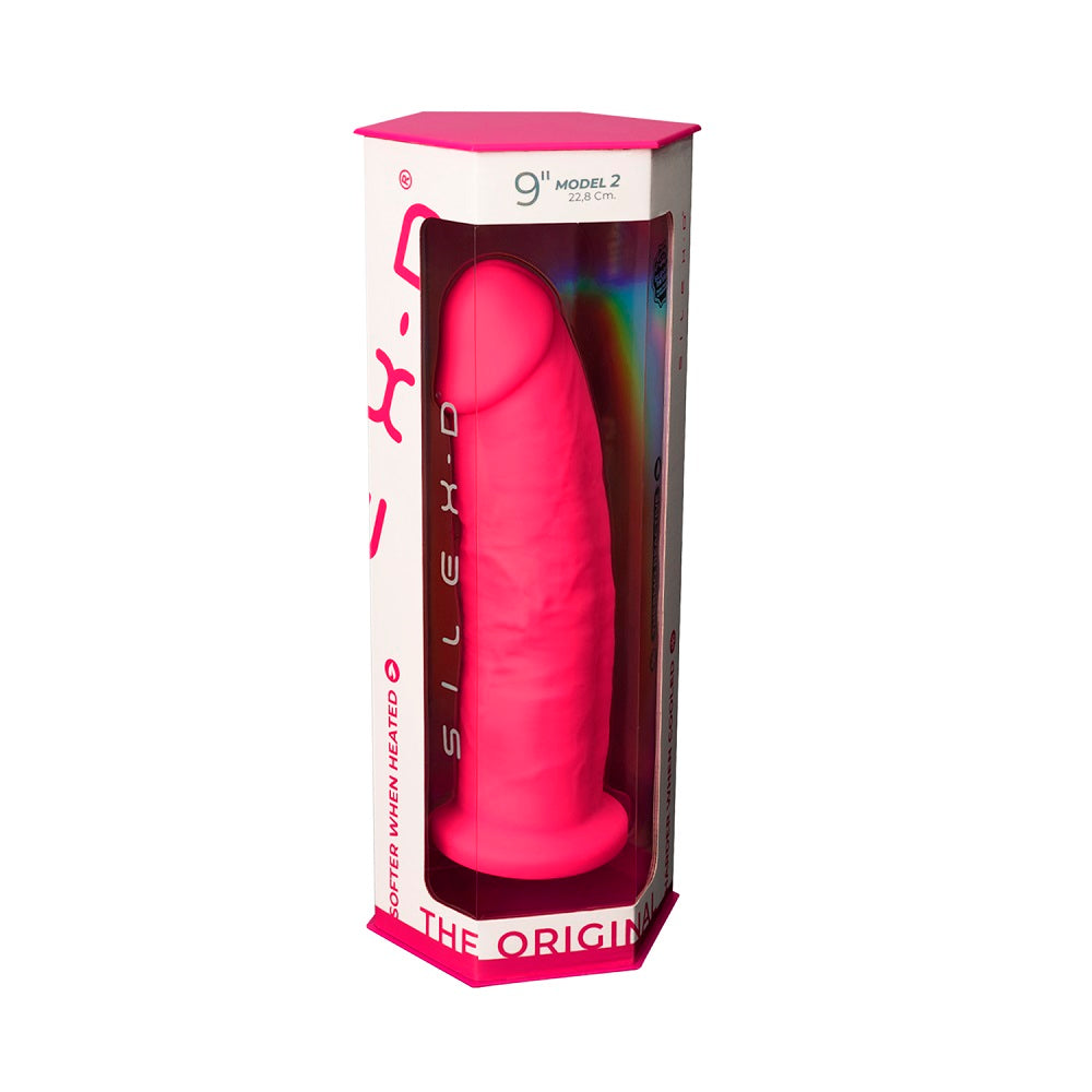 SilexD 9 inch Realistic Silicone Dual Density Dildo with Suction Cup Pink